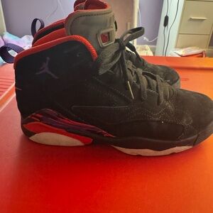 Kids Jordan High-Top Jumpman MVP Basketball Shoes in Black with Red